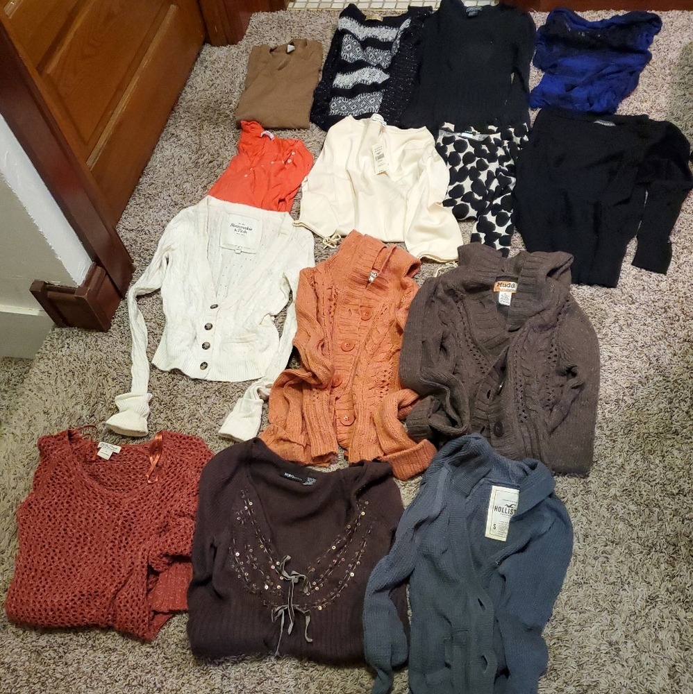 14 brand name sweaters.